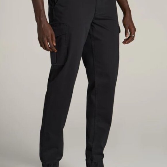 American Tall – Size 28T Black  – TAPERED-FIT Stretch Cotton Cargo Jogg - Picture 4 of 10